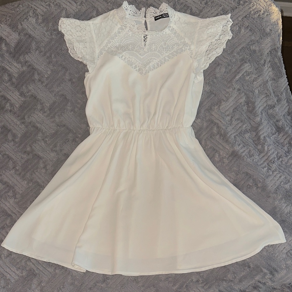 SHEIN White Crochet Lace Top Dress Medium Size 6